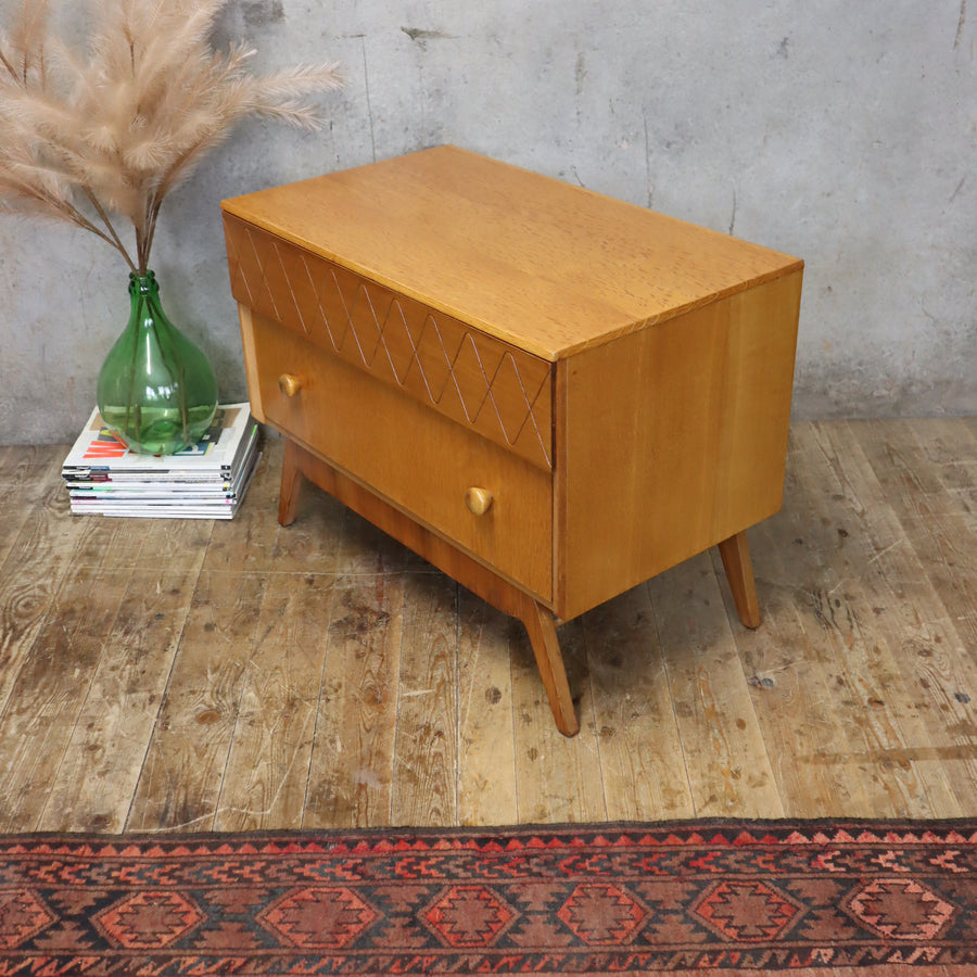 Mid Century Oak Chest of Drawers / Bedside Table 1 (One of a pair) - 0411b