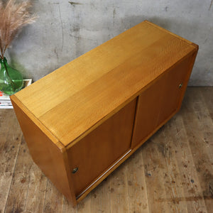Mid Century Oak Media Cabinet Sideboard - 1202h