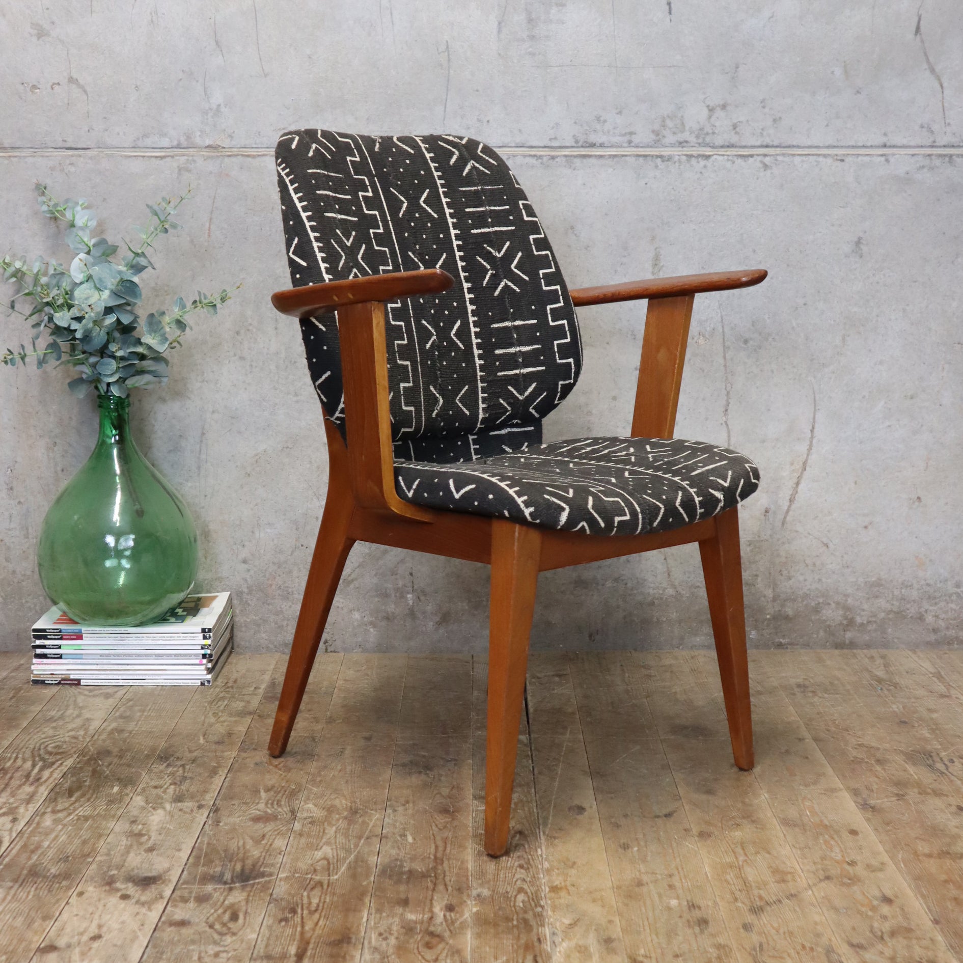 Mid Century Bentwood Mudcloth Mali Armchair 1504f – Mustard Vintage