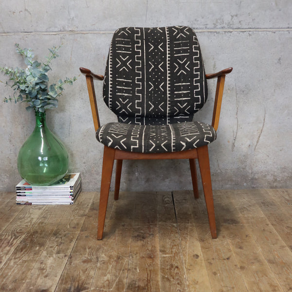 mid_century_teak_danish_thonet_mudcloth_tribal_boho_armchair_desk_chair