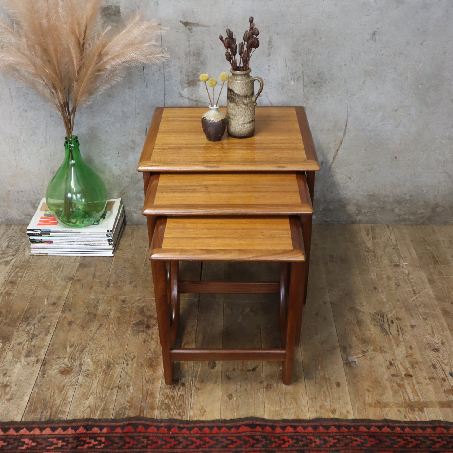 Mid Century GPlan Nest of Teak Coffee Tables 1101a Mustard Vintage