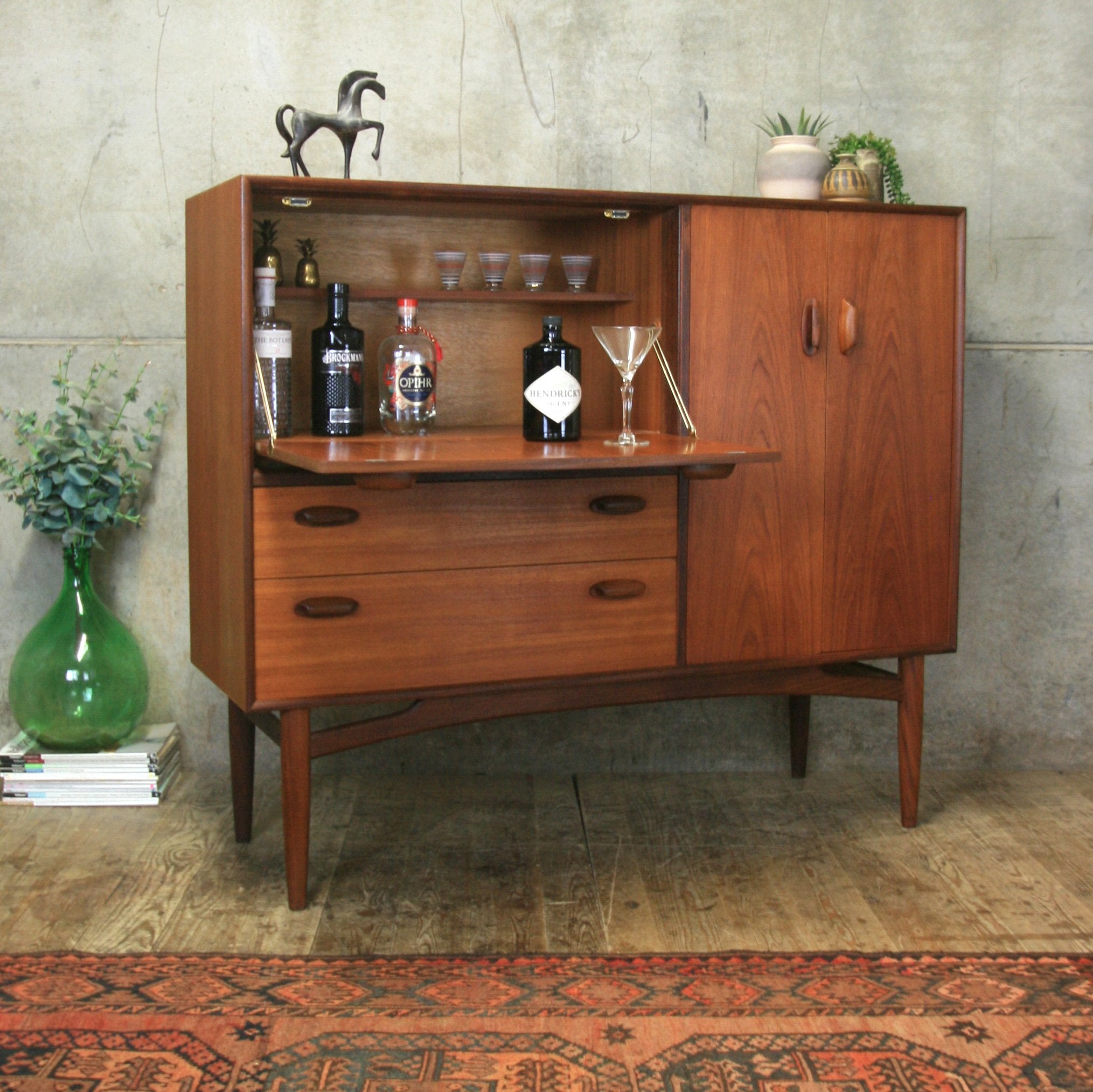 Rare GPlan Teak Drinks Sideboard 2401f Mustard Vintage