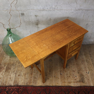 Small Extending Mid Century Rustic Oak Desk - 1703c