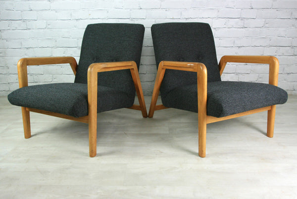 Mid century vintage upholstered armchair – one of a pair