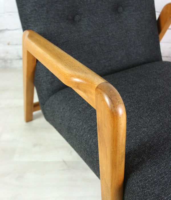 Mid century vintage upholstered armchair – one of a pair
