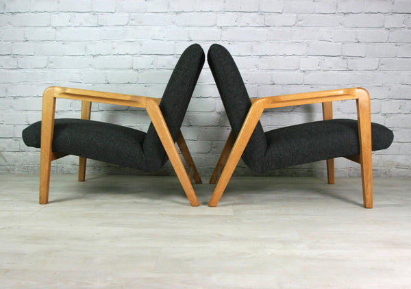 Mid century vintage upholstered armchair – one of a pair