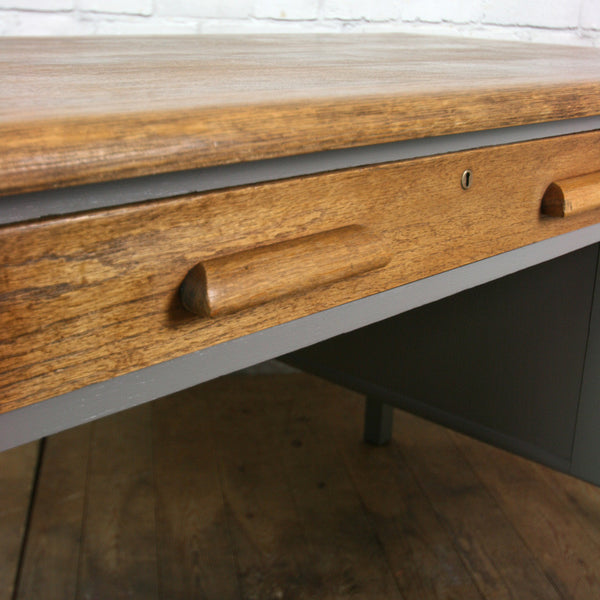 Vintage Abbess Rustic Oak School Teachers Desk