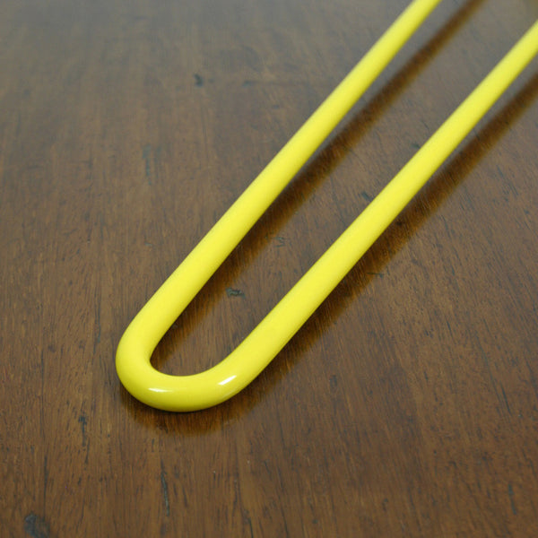 Hairpin Iroko Desk / Table in YELLOW