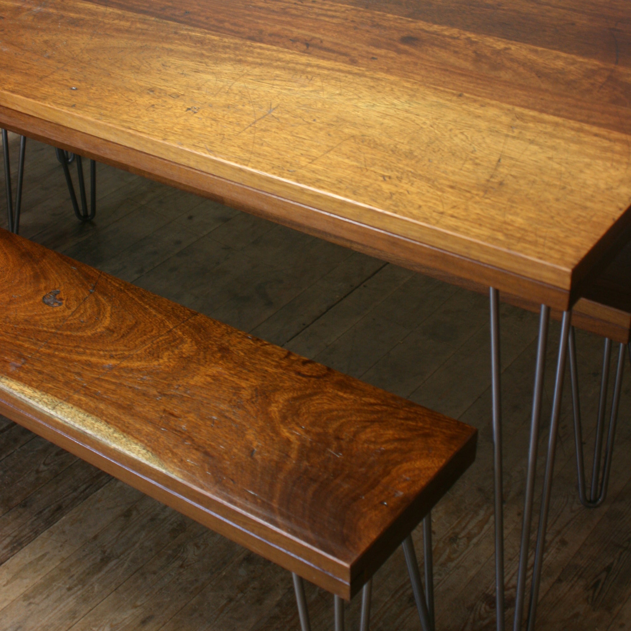 Foundry steel leg vintage iroko industrial desk/table – Mustard Vintage, image size:2048x2048