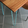 'The Hairpin' Iroko Desk/Table in POWDER BLUE (other colours available)