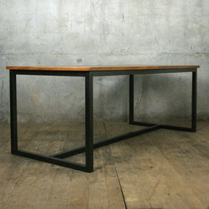 'The Harnall' Reclaimed Iroko Steel Framed Dining Table (Bespoke/Made to order)