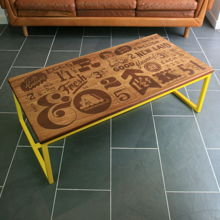 *LIMITED EDITION* 'The Harnall – Taste Delight' Foodie inspired Iroko Coffee Table