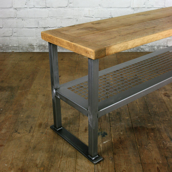 *Bespoke listing for Becky* 1 x Rustic Industrial Shoe Bench in Oak Wax Finish and 1 x Mind The Gap vintage stool