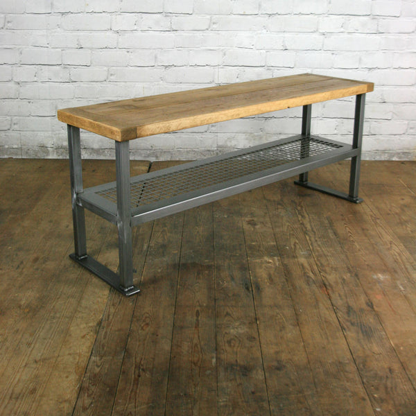 *Bespoke listing for Becky* 1 x Rustic Industrial Shoe Bench in Oak Wax Finish and 1 x Mind The Gap vintage stool