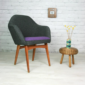 Mid century vintage club/cocktail chair – charcoal