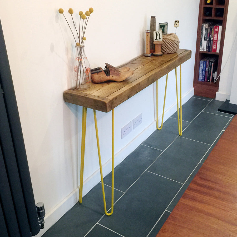 'The Hairpin' Rustic Console Table - YELLOW LEGS