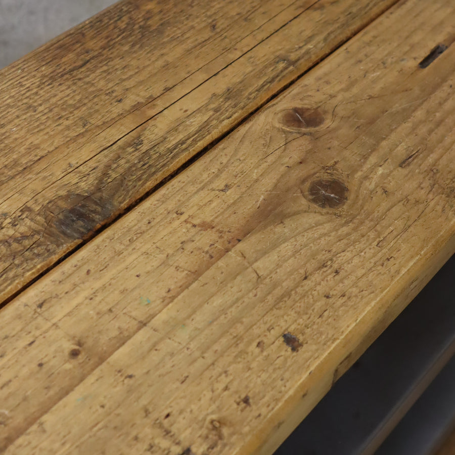 Rustic Industrial Reclaimed Timber & Steel Shoe Bench - 1103b