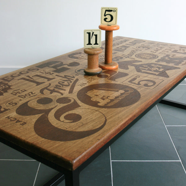 *LIMITED EDITION* 'The Harnall – Taste Delight' Foodie inspired Iroko Coffee Table
