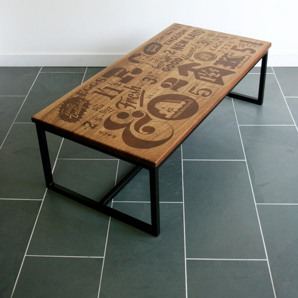 *LIMITED EDITION* 'The Harnall – Taste Delight' Foodie inspired Iroko Coffee Table