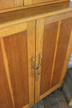 Vintage oak school laboratory display cabinet