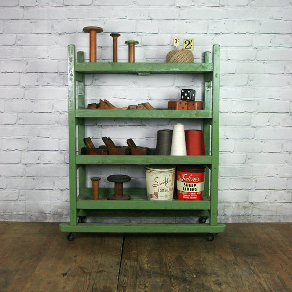 Rustic Shoe Trolley Shelving *Green*  Retail Shop Display
