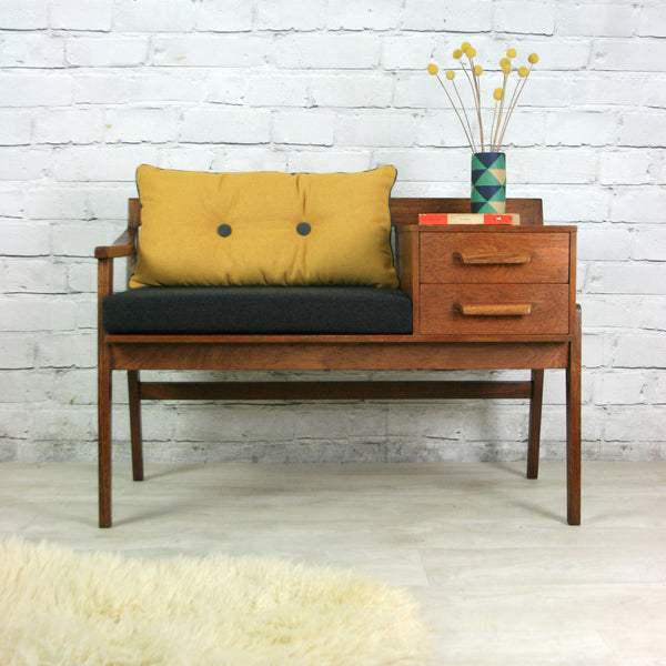 Vintage Teak 1960s Telephone Seat