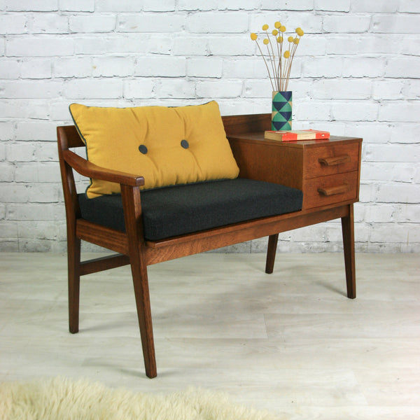 Vintage Teak 1960s Telephone Seat