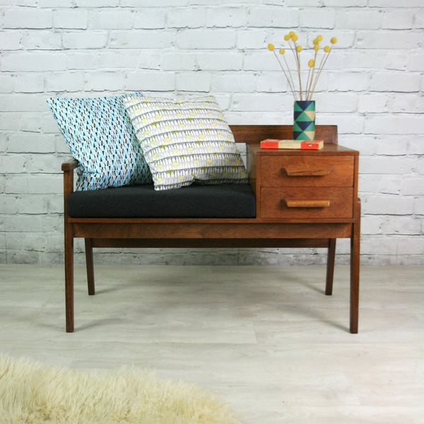 Vintage Teak 1960s Telephone Seat