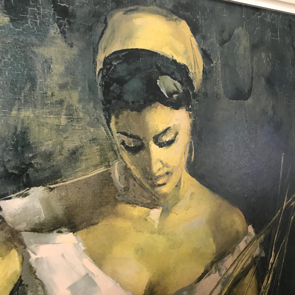 Mid Century 'The Basket Maker' Framed Print