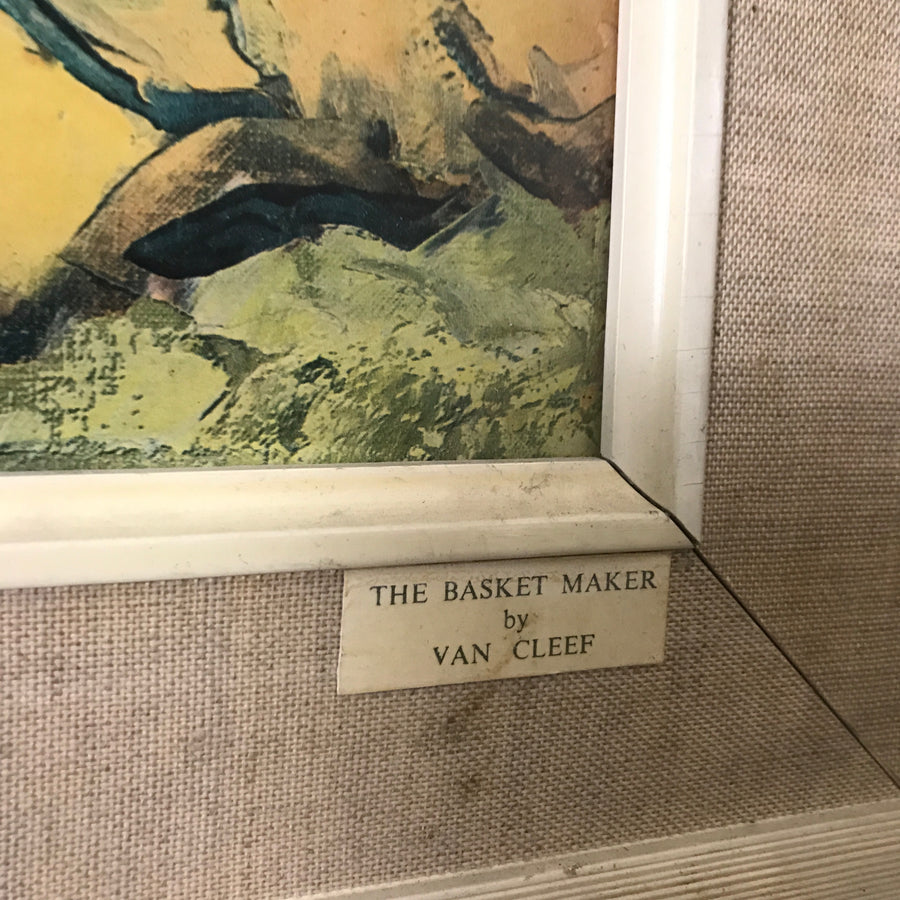 Mid Century 'The Basket Maker' Framed Print