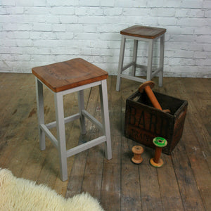 Pair of vintage restored school laboratory stools