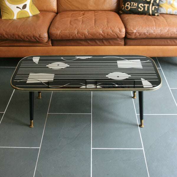 Vintage 1950s Geometric Coffee Table – Black