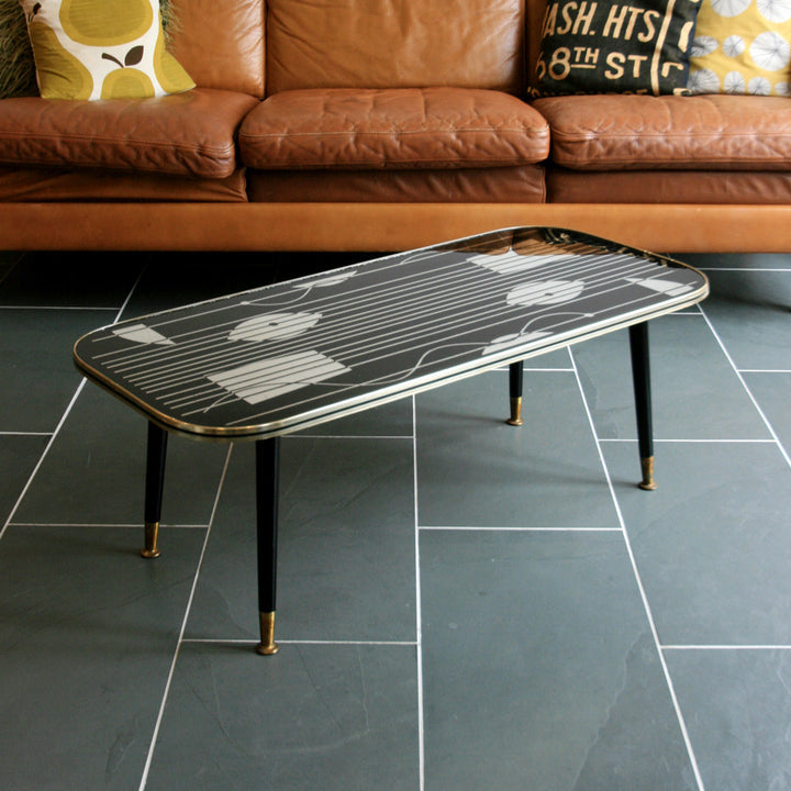 Vintage 1950s Geometric Coffee Table – Black