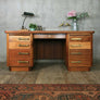 Vintage Art Deco Large Twin Pedestal Desk