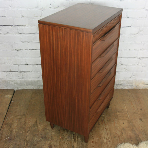 Mid Century Afromosia Tallboy Chest of Drawers