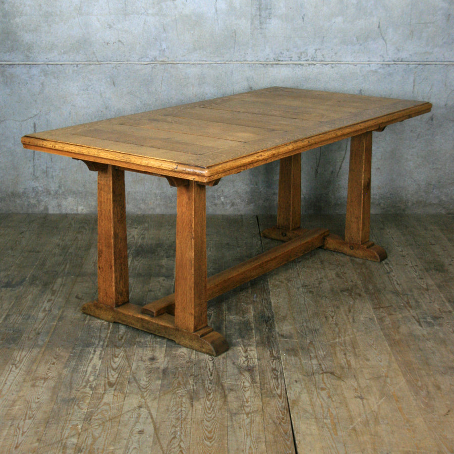 Bespoke order for Amelie - 1 x Vintage 1920'S Heals Oak Dining Table, 1 x Rustic Vintage Oak Bench, 3 x Rustic Oak Stool / Table