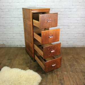 Edwardian Oak 4 Drawer Filing Cabinet