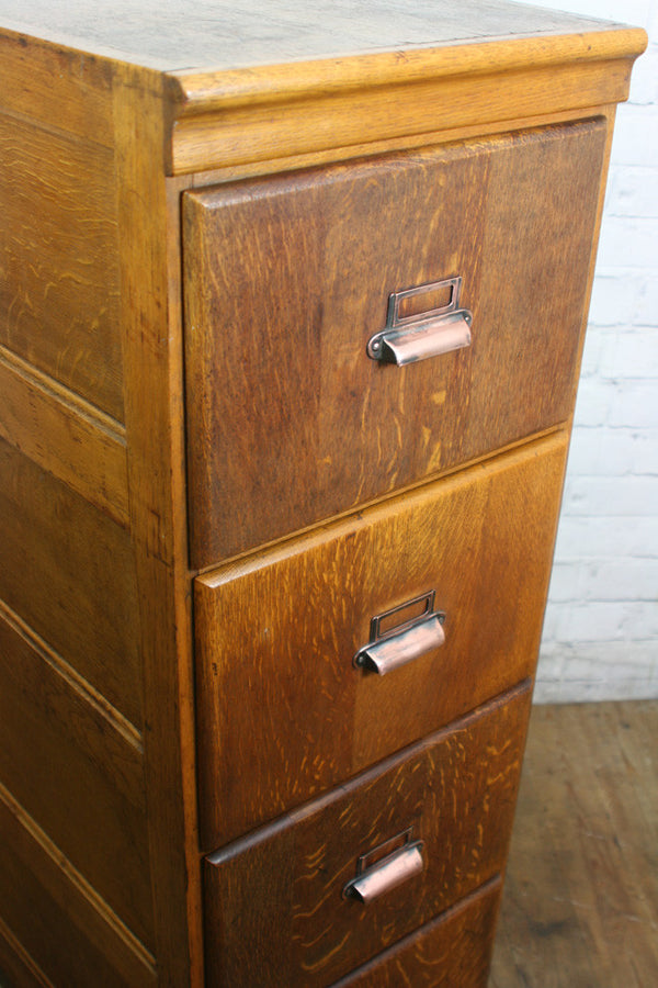 Edwardian Oak 4 Drawer Filing Cabinet