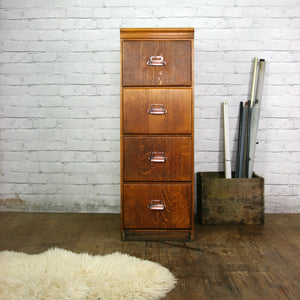 Edwardian Oak 4 Drawer Filing Cabinet