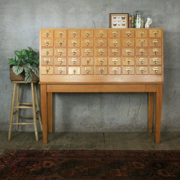 Vintage Oak Library Index Cabinet