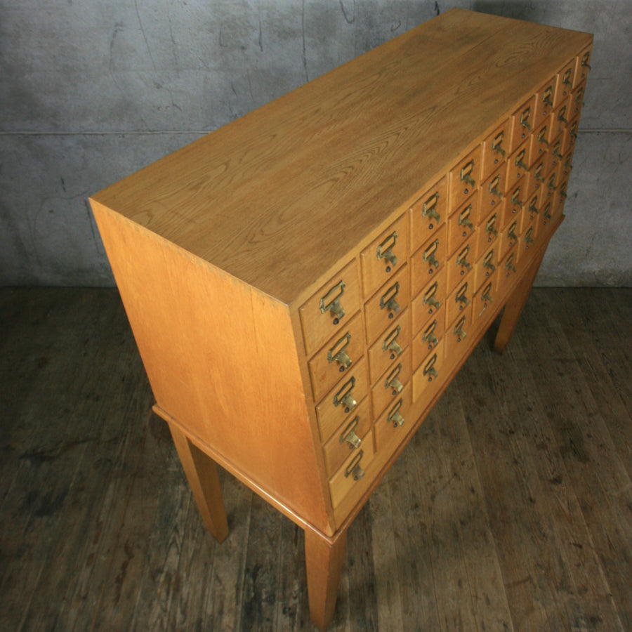 Vintage Oak Library Index Cabinet