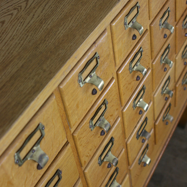 Vintage Oak Library Index Cabinet