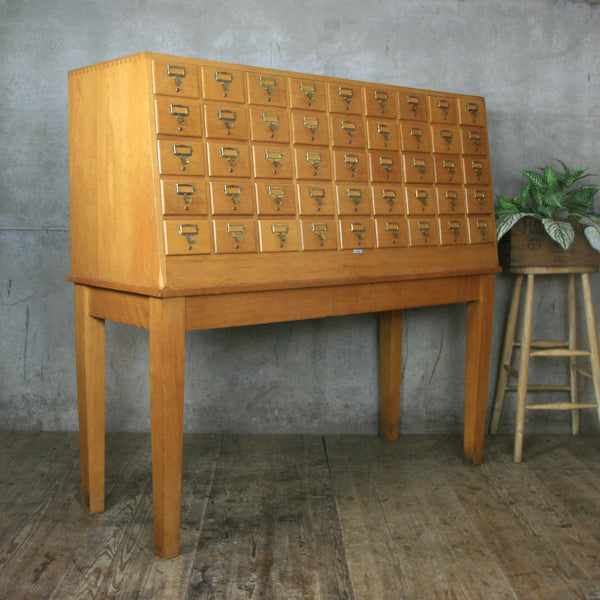 Vintage Oak Library Index Cabinet