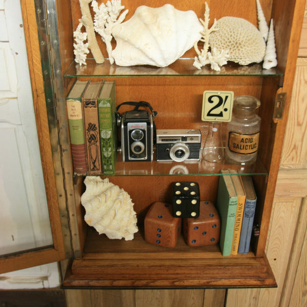 vintage_antique_oak_shop_kitchen_display_cabinet