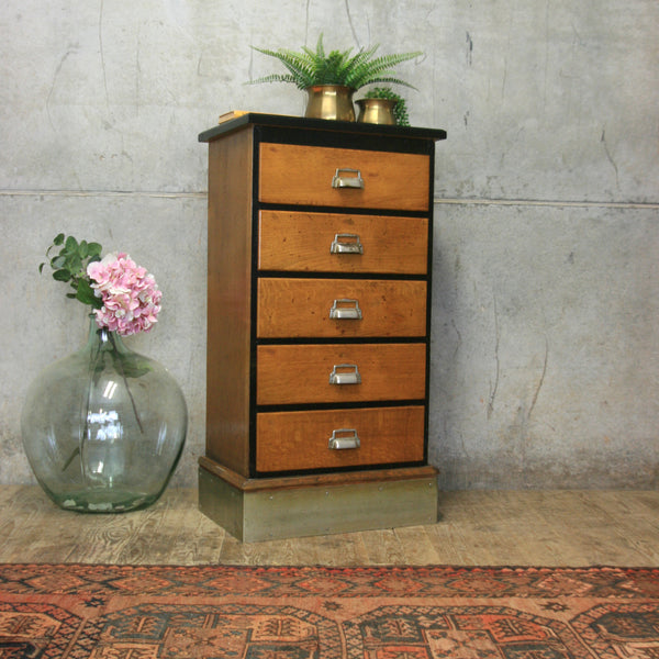 vintage_antique_oak_shop_museum_chest_of_drawers