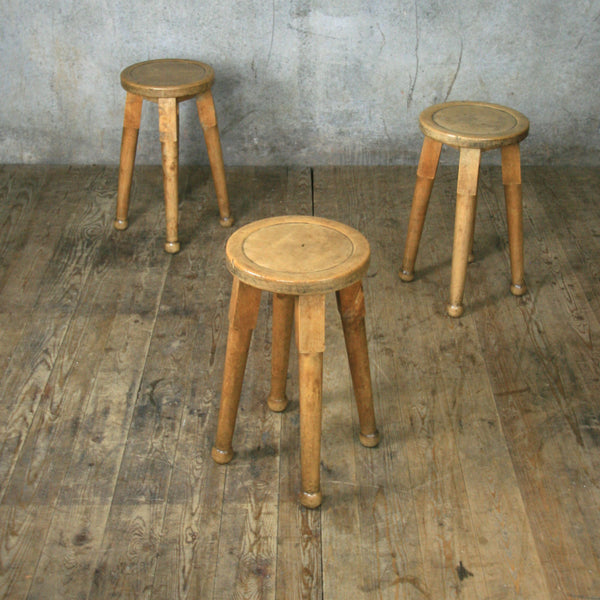 Bespoke order for Amelie - 1 x Vintage 1920'S Heals Oak Dining Table, 1 x Rustic Vintage Oak Bench, 3 x Rustic Oak Stool / Table