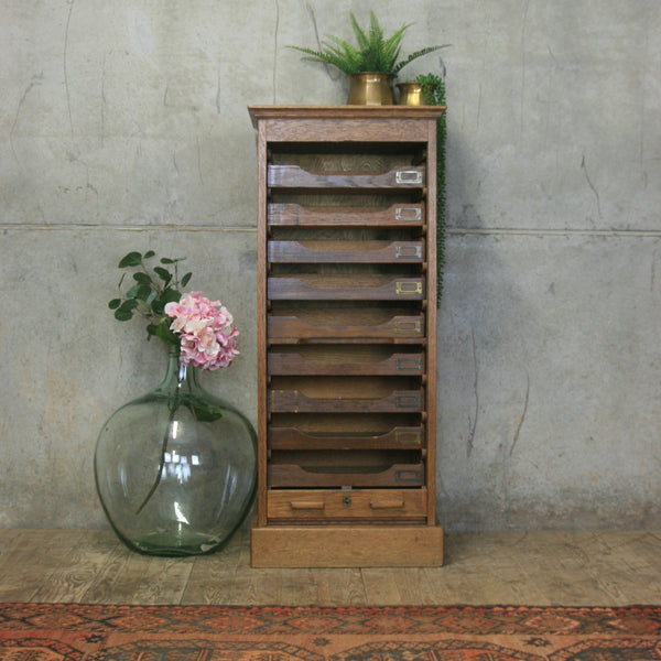 vintage_antique_oak_tambour_filing_cabinet