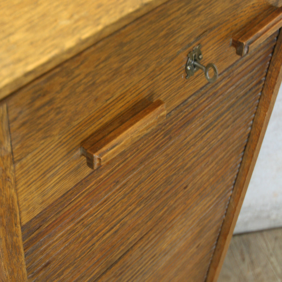 vintage_antique_oak_tambour_filing_cabinet