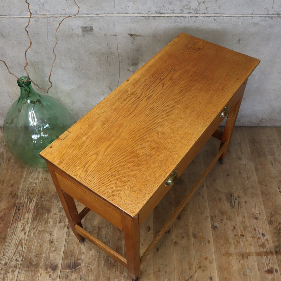 Antique Vintage Rustic Oak Console Table / Vanity Unit - 1703e
