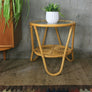 Vintage Bohemian Bamboo & Glass Side Table